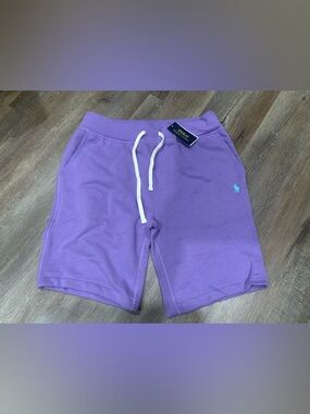 New Polo Ralph Lauren Fleece Purple Shorts Blue Pony Men's Sz M
